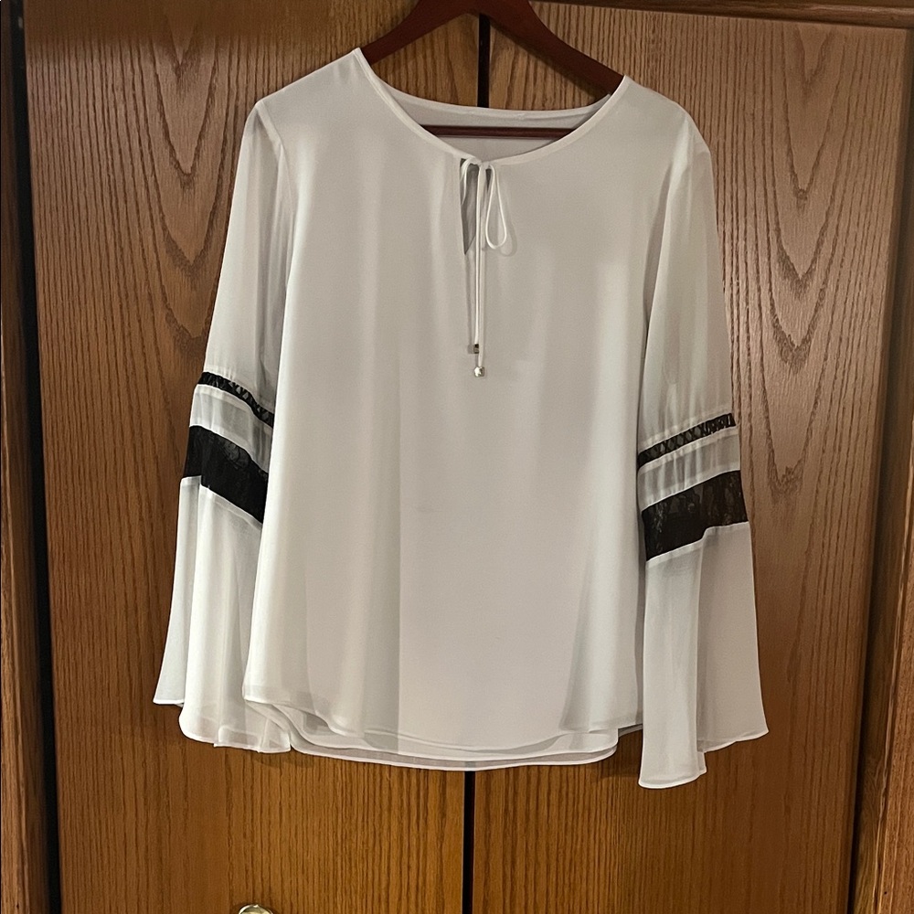 Elegant White Blouse with Lace Accents